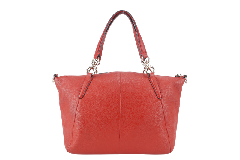 COACH F36675 SMALL KELSEY SATCHEL BRIGHT ORANGE CARMINE PEBBLE LEATHER