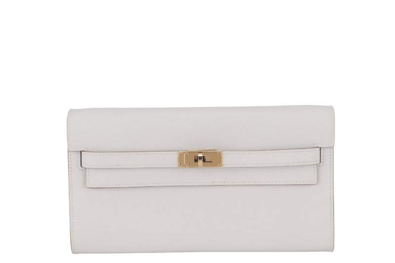 HERMES KELLY TO GO (STAMP B) GRIS PALE EPSOM LEATHER GOLD HARDWARE WITH STRAP, DUST COVER AND BOX