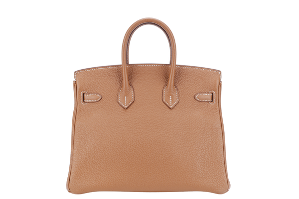 HERMES BIRKIN 25 GOLD TOGO LEATHER STAMP Y (YEAR 2020) GOLD HARDWARE WITH LOCK&KEYS, RAINCOAT, DUST COVER AND BOX