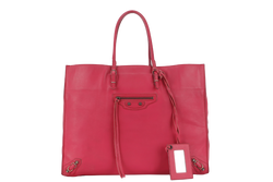 BALENCIAGA HOLIDAY A4 FUCHSIA LEATHER TOTE BAG WITH DUST COVER