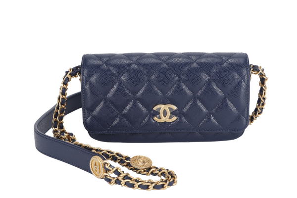 CHANEL WOC (AP6Jxxxx) NAVY BLUE CAVIAR LEATHER GOLD HARDWARE WITH DUST COVER AND BOX