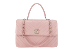 CHANEL TRENDY CC FLAP (2550xxxx) WITH TOP HANDLE MEDIUM PINK LAMBSKIN GOLD HARDWARE WITH DUST COVER