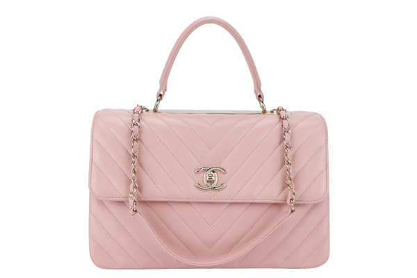 CHANEL TRENDY CC FLAP (2550xxxx) WITH TOP HANDLE MEDIUM PINK LAMBSKIN GOLD HARDWARE WITH DUST COVER