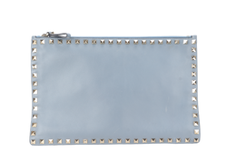 VALENTINO GARAVANI ROCK STUDDED CLUTCH GREY LEATHER NO DUST COVER