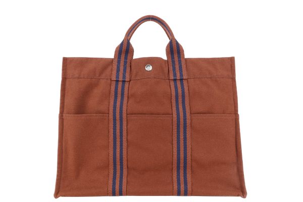 HERMES FOURRE TOUT MM BROWN CANVAS TOTE BAG NO DUST COVER