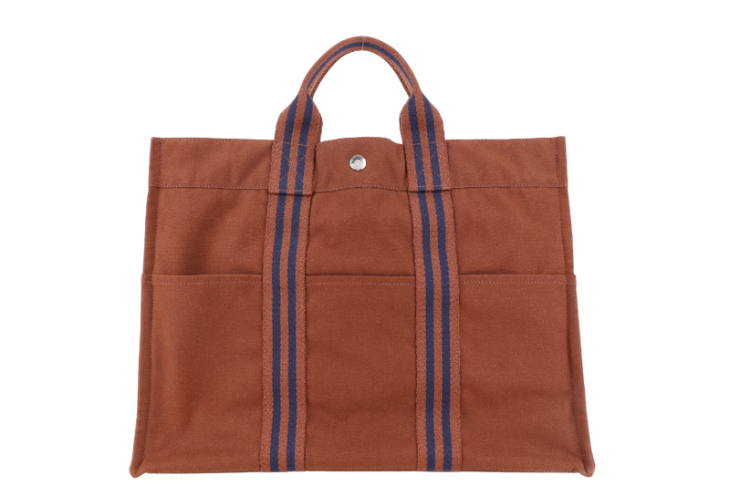 HERMES FOURRE TOUT MM BROWN CANVAS TOTE BAG NO DUST COVER