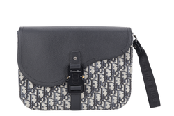 CHRISTIAN DIOR SADDLE A5 POUCH OBLIQUE JACQUARD WITH BLACK LEATHER WITH DUST COVER