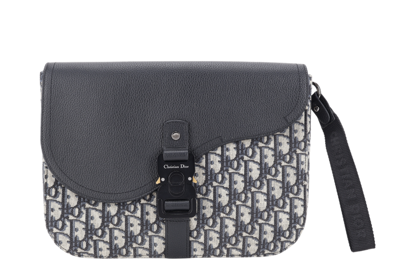 CHRISTIAN DIOR SADDLE A5 POUCH OBLIQUE JACQUARD WITH BLACK LEATHER WITH DUST COVER