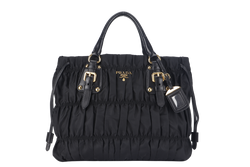 PRADA TESSUTO GAUFRE (BN1788) NYLON NERO WITH STRAP AND DUST COVER