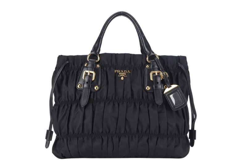 PRADA TESSUTO GAUFRE (BN1788) NYLON NERO WITH STRAP AND DUST COVER