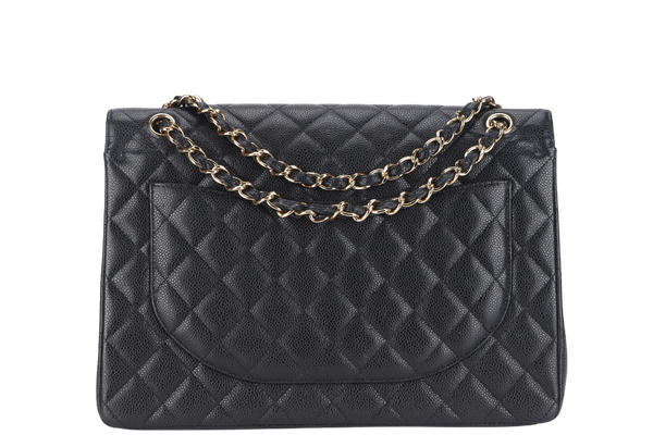 CHANEL CLASSIC DOUBLE FLAP MAXI (1723xxxx) BLACK CAVIAR LEATHER GOLD HARDWARE WITH DUST COVER