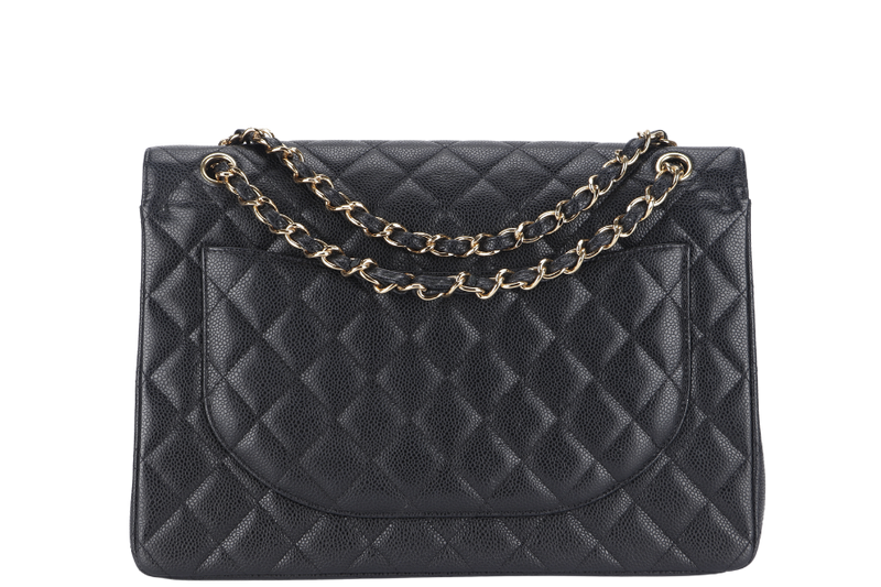 CHANEL CLASSIC DOUBLE FLAP MAXI (1723xxxx) BLACK CAVIAR LEATHER GOLD HARDWARE WITH DUST COVER