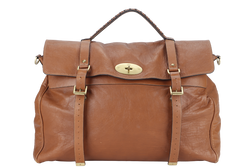 MULBERRY OVERSIZED ALEXA TAN OAK BUFFALO LEATHER SATCHEL BAG GOLD HARDWARE WITH DUST COVER