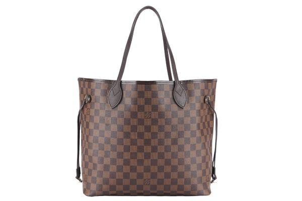 LOUIS VUITTON NEVERFULL MM DAMIER EBENE CANVAS GOLD HARDWARE WITH DUST COVER