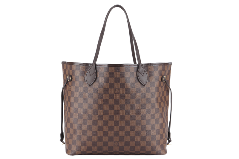 LOUIS VUITTON NEVERFULL MM DAMIER EBENE CANVAS GOLD HARDWARE WITH DUST COVER