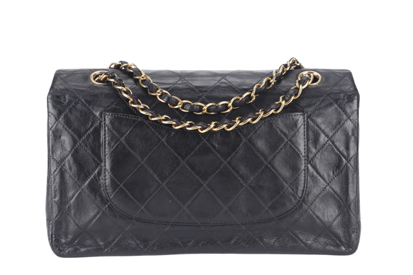 CHANEL VINTAGE CLASSIC DOUBLE FLAP (341xxxx) SMALL BLACK LAMBSKIN LEATHER GOLD HARDWARE NO DUST COVER