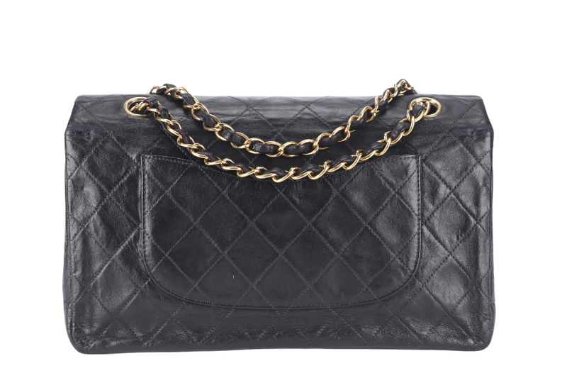 CHANEL VINTAGE CLASSIC DOUBLE FLAP (341xxxx) SMALL BLACK LAMBSKIN LEATHER GOLD HARDWARE NO DUST COVER