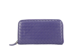 BOTTEGA VENETA LONG WALLET INTRECCIATO PURPLE LEATHER WITH DUST COVER AND BOX