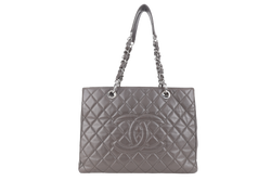 CHANEL GRAND SHOPPING TOTE (1503xxxx) GREY CAVIAR LEATHER SILVER HARDWARE WITH CARD NO DUST COVER