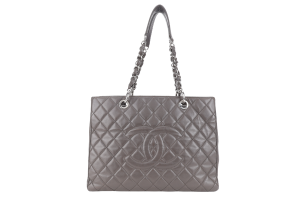 CHANEL GRAND SHOPPING TOTE (1503xxxx) GREY CAVIAR LEATHER SILVER HARDWARE WITH CARD NO DUST COVER