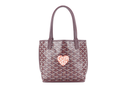 GOYARD ANJOU MINI BAG BURGUNDY COLOR WITH BIG ORANGE HEART SHAPE WITH DUST COVER