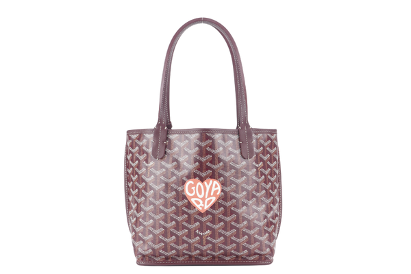 GOYARD ANJOU MINI BAG BURGUNDY COLOR WITH BIG ORANGE HEART SHAPE WITH DUST COVER