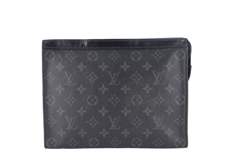 LOUIS VUITTON M61692 POCHETTE VOYAGE MM BLACK MONOGRAM ECLIPSE CANVAS SILVER HARDWARE