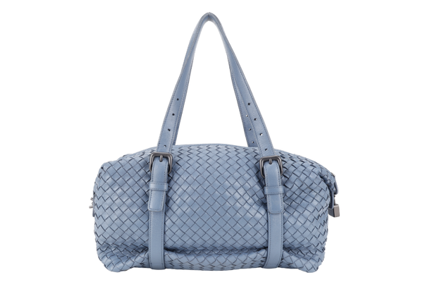 BOTTEGA VENETA LIGHT BLUE INTERCCIATO BOWLER BAG NO DUST COVER WITH LOCK &amp; KEYS