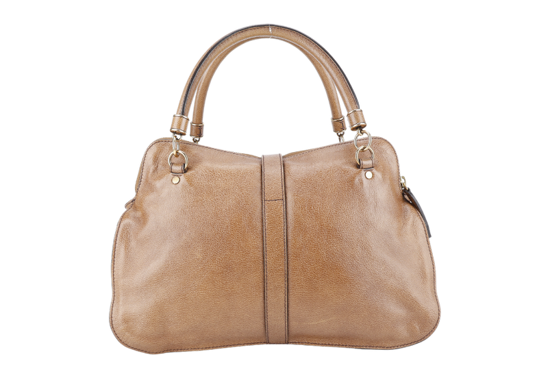 BURBERRY TOTE BAG BRONZER LEATHER GOLD HARDWARE WITH DUST COVER