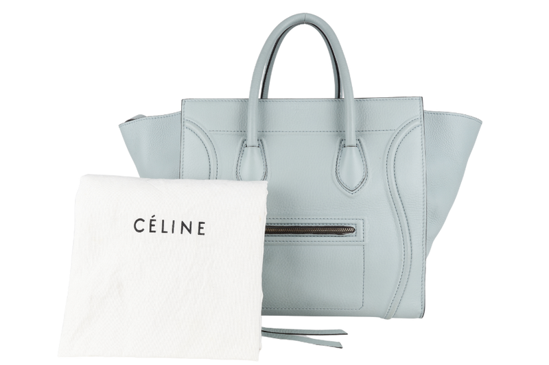 CELINE LUGGAGE TOTE POWDER BLUE LEATHER GOLD HARDWARE WITH DUST COVER NO BOX