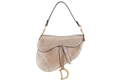 CHRISTIAN DIOR SADDLE BAG SMALL GOLD BROWN LEATHER GOLD HARDWARE NO DUST COVER