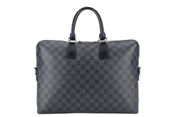 LOUIS VUITTON N48224 PORTE DOCUMENT JOULE BRIEFCASE DAMIER GRAPHITE CANVAS SILVER HARDWARE WITH STRAPS