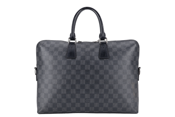 LOUIS VUITTON N48224 PORTE DOCUMENT JOULE BRIEFCASE DAMIER GRAPHITE CANVAS SILVER HARDWARE WITH STRAPS