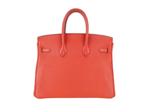 HERMES BIRKIN 25 ORANGE TOGO LEATHER STAMP Q SQUARE (YEAR 2013) GOLD HARDWARE WITH LOCK&KEYS AND DUST COVER