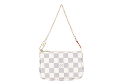 LOUIS VUITTON N58010 MINI POCHETTE ACCESSORIES DAMIER AZUR CANVAS GOLD HARDWARE WITH DUST COVER AND BOX
