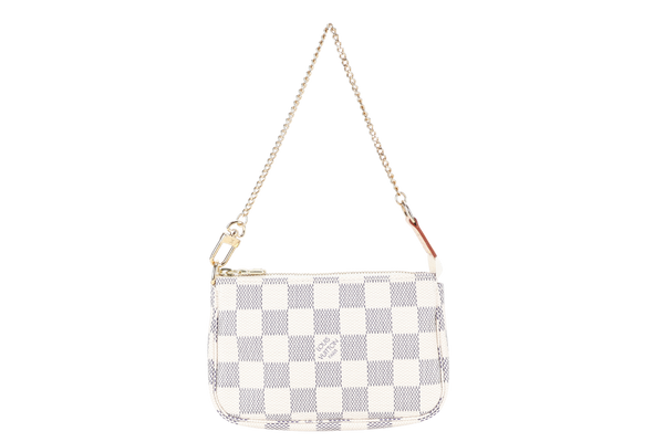 LOUIS VUITTON N58010 MINI POCHETTE ACCESSORIES DAMIER AZUR CANVAS GOLD HARDWARE WITH DUST COVER AND BOX