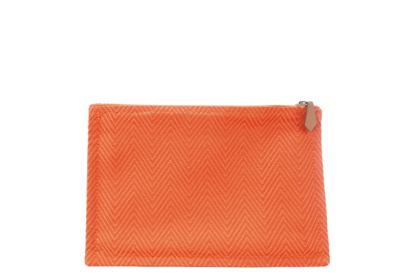 HERMES TROUSSE PLATE PM ORANGE CANVAS SILVER HARDWARE NO DUST COVER