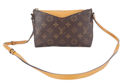 LOUIS VUITTON PALLAS CLUCTH BB MONOGRAM CANVAS WITH YELLOW MUSTARD LEATHER GOLD HARDWARE NO DUST COVER