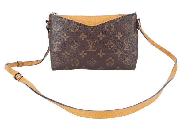 LOUIS VUITTON PALLAS CLUCTH BB MONOGRAM CANVAS WITH YELLOW MUSTARD LEATHER GOLD HARDWARE NO DUST COVER