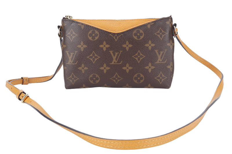 LOUIS VUITTON PALLAS CLUCTH BB MONOGRAM CANVAS WITH YELLOW MUSTARD LEATHER GOLD HARDWARE NO DUST COVER