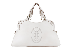 CARTIER MUST MARCELLO HANDBAG WHITE LEATHER WITH STRAPS AND DUST COVER