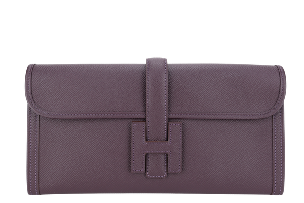 HERMES JIGE ELAN CLUTCH STAMP X (YEAR 2016) ANEMONE EPSOM LEATHER WITH DUST COVER, BOOKLET BOX
