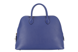 HERMES BOLIDE 1923 STAMP C (2018) BLUE ELECTRIC NOVILLO LEATHER GOLD HARDWARE WITH KEYS, LOCK, STRAPS, DUST COVER AND RAIN COAT