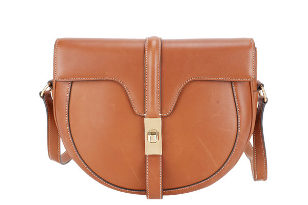CELINE BESACE MEDIUM 16 NATURAL CALFSKIN LEATHER GOLD HARDWARE WITH DUST COVER