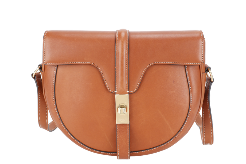 CELINE BESACE MEDIUM 16 NATURAL CALFSKIN LEATHER GOLD HARDWARE WITH DUST COVER
