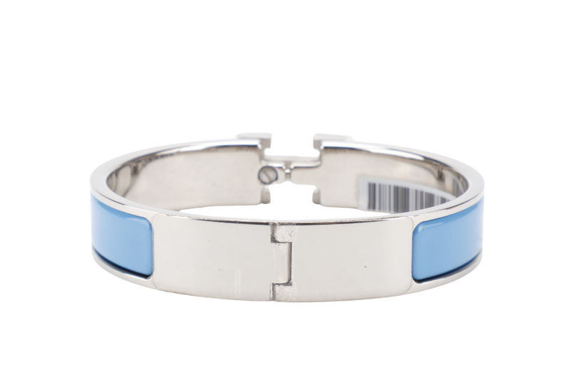HERMES CLIC CLAC 1CM PM SIZE BLUE CIELO SILVER HARDWARE WITH BOX