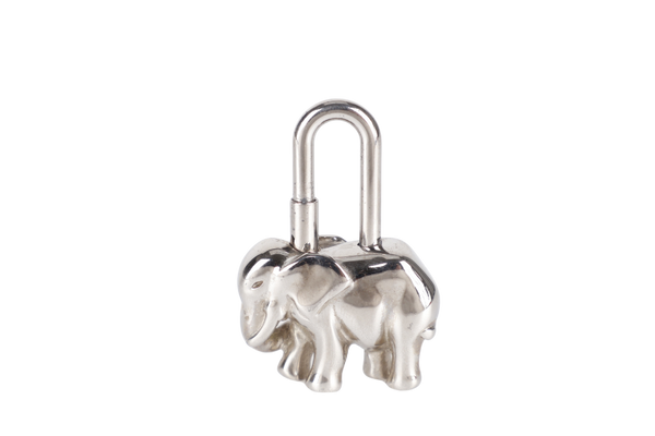 HERMES SILVER ELEPHANT LOCK WITH BOX