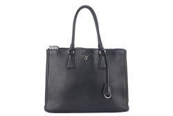 PRADA GALLERIA LUX CONVERTIBLE TOTE BAG (IBA274) BLACK LEATHER WITH DUST COVER