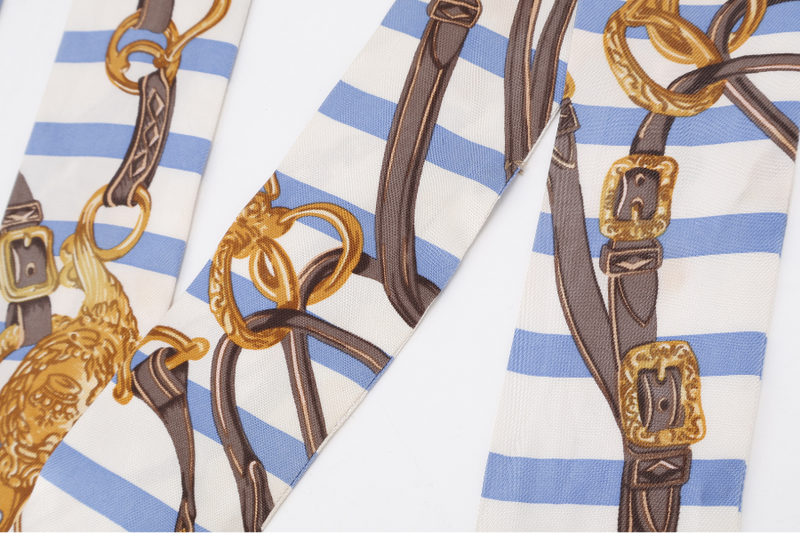 HERMES TWILLY CHAIN BELT BLUE WHITE STRIPE, NO BOX