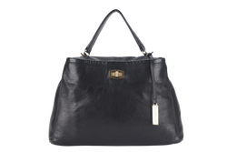 RABEANCO SHOULDER BAG BLACK LEATHER GOLD HARDWARE WITH DUST COVER